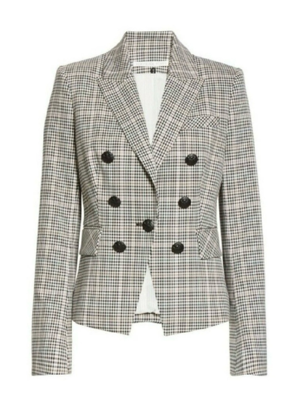 Veronica Beard Diego Check Cotton Wool Blend Gray Dickey Jacket M (8)